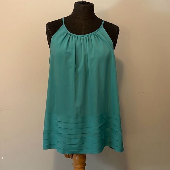 LOFT Women's Teal Layered Round Neck Sleeveless Top Size Medium NWOT - Picture 2 of 9